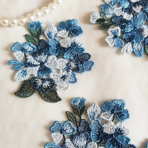 10 Stück Wunderschöne Silber Blaue Blumen Applikationen Für Kopf tragen Dekor Mode Kostüm Zubehör