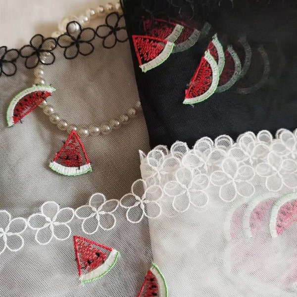 2 Colors 2 Yards Lace Trim Lovely Watermelon  Embroidered Tulle Lace 7.48 Inches Wide