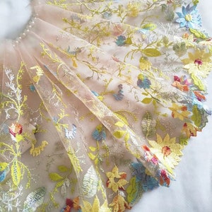 Splendido pizzo di tulle Trim fiori verdi pizzo ricamato 8,26 pollici largo taglio di alta qualità a misura