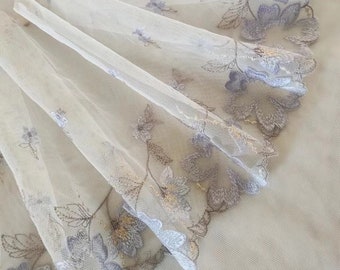 Lovely Lace Trim 3D Flowers Floral Embroidered Tulle Lace 2 Colors For DIY Supplies