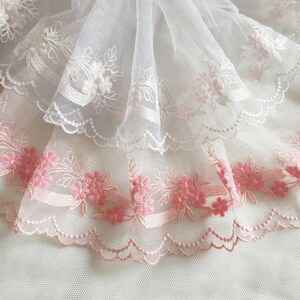 2 cores guarnição do laço lindas flores bordado tule renda 7 "largo boneca vestido roupa interior traje diy artesanato suprimentos 2 metros