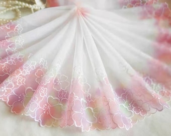 2 Yards Lace Trim Rainbow Embroidered Tulle Lace 9 Inches Wide High Quality