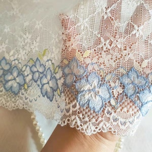2 Yards Stretch Lace Trim Gorgeous Purple Flowers Lace For Lingerie, Headbands, Waistbands