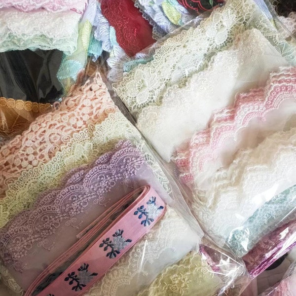 Apuramento de guarnições coloridas sortidas de renda de tule para suprimentos DIY