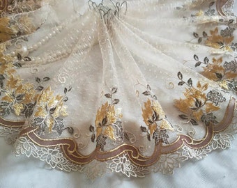 1Y Embroidered Floral Tulle Lace Trim~Pink/Blue/Black/Red/Beige~Clearance SALE~ 1Y Embroidered Floral Tulle Lace Trim~Pink/Blue/Black/Red/Beige~Clearance SALE~