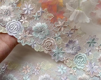 Gorgeous Lace Trims Roses Flowers Embroidered Tulle Lace 10.62 Inches Wide High Quality By The Yard