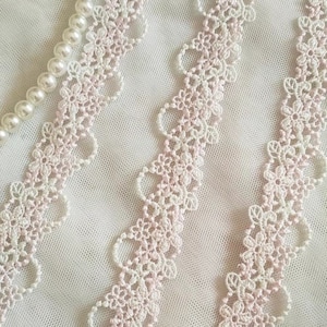 2 Yards Lace Trim Licht Roze Bloemen Venetië Lace Trim 1 Inch Breed Hoge Kwaliteit