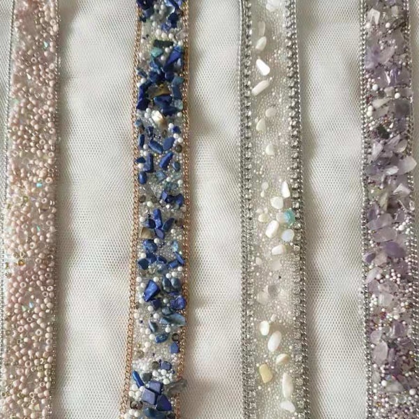 Luxury Beaded Trim With Rhinestone Crystal For Bridal Wedding Belt Shoes Hat Clothe Decor