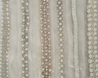 Beaded Lace Trim Pearl Beaded Lace Trim 1 Yard For Costume Wedding Dress Belt Bridal Sash Jewelry Design