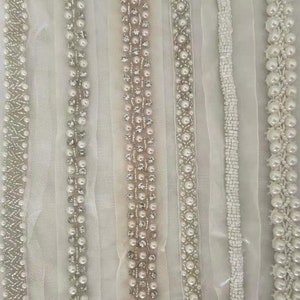 Beaded Lace Trim Pearl Beaded Lace Trim 1 Yard For Costume Wedding Dress Belt Bridal Sash Jewelry Design