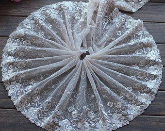 Ivory Pink Embroidery Lace Zillah
