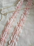 3 Colors Lovely Lace Trim Pink Venice Lace Trim With Pearl Beaded 1.9 Inch Wide High Quality By The Yard