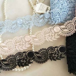 3 Colors 3 Yards Exquisite Venice Lace Trim Lolita Scalloped Embroidery Necklace Supplies 1.57 Inches Wide