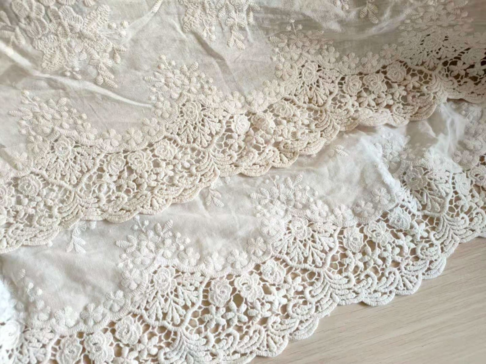 Wide Lace Trim Cotton Floral Embroidered Fabric Lace 13 - Etsy