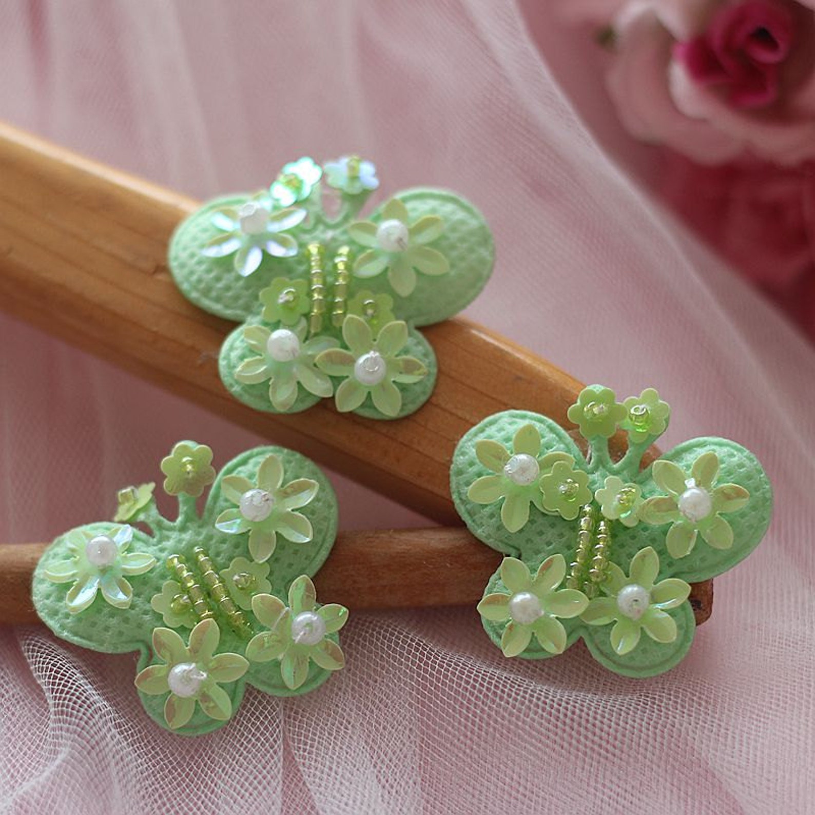 6 Colors 1335pcs Beaded Butterflies Flowers Appliques for Etsy