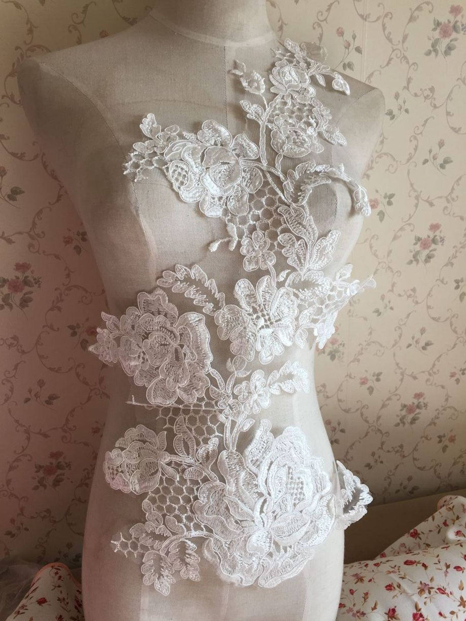 bridal lace applique ivory