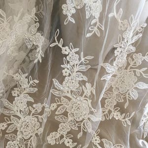 Fabulous Sequined Alencon Lace Trim Luxury Ivory Wedding Lace ...