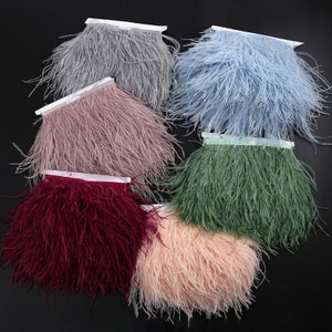 Ostrich Feather Lace Trim With Ribbon Tape Trimming Millinery Dress Crafts Costumes Decoration Natural Ostrich Hair Feather Trims