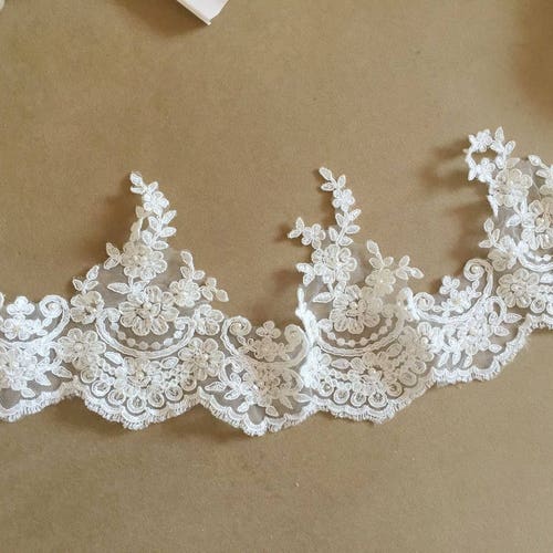 Ivory Alencon Lace Trim Luxury Beaded Sequined Wedding Lace - Etsy