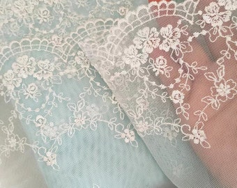 2 Yards Lace Trim Floral Roses Flower Embroidered Sky Blue Tulle Lace 7 Inches Wide High Quality