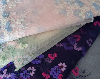 2 Yards Embroidered Lace Trim Floral Embroidered Tulle Lace Trim 6.29 Inches Wide