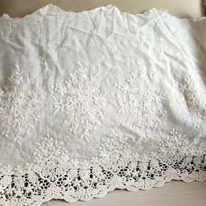 Wide Lace Trim Cotton Floral Embroidered Fabric Lace 13" Wide Doll Dress Underwear Costume DIY Craft Supplies By The Yard 2 Colors