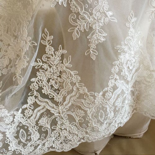 Ivory Alencon Lace Fabric Floral Wedding Lace Fabric Dress - Etsy