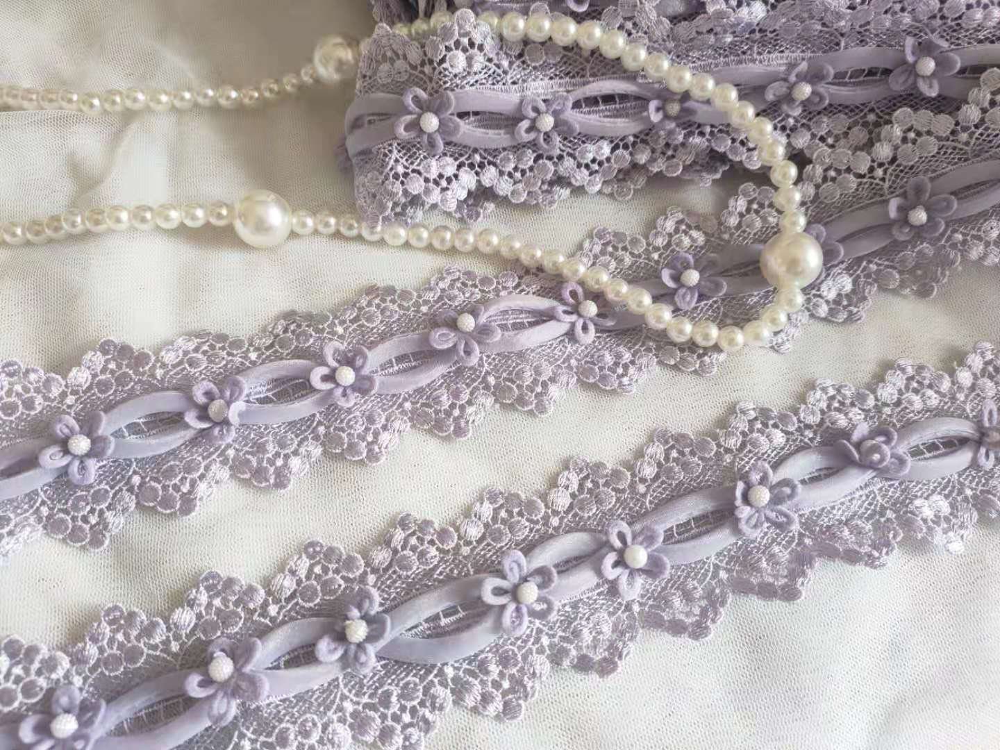2 Colors Lovely Lace Trim Pink Venice Lace Trim 3.54 Inch Wide High Quality
