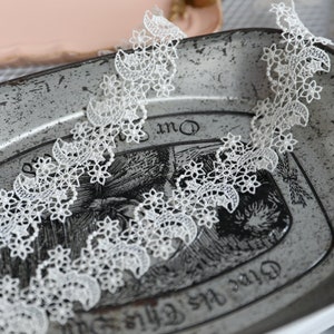 3 Yards Exquisite Ivory Venice Lace Trim Moon Stars Embroidery Necklace Supplies 1.25 Inches Wide