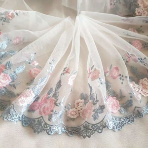 Bella Tulle Pizzo Trim Grigio Rosa Rosa Pizzo Ricamato Trim 7 Pollici Ampio 2 Yards Costume Forniture