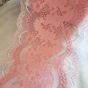 2 Meter Stretch Spitze Borte Traumhaft rosa Florale Spitze für Dessous, Stirnbänder, Bund