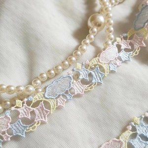 Mooie Venetië Lace Trim Macaron Gekleurde Sterren Maan Wolk Geborduurde Venetië Kant Ketting Kant 1 Inch Breed