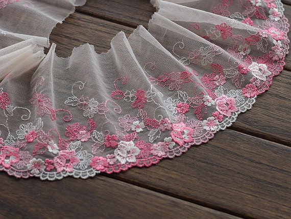 Flower Patterns Pearl Beaded Embroidered Lace Ribbon Fringe - Temu