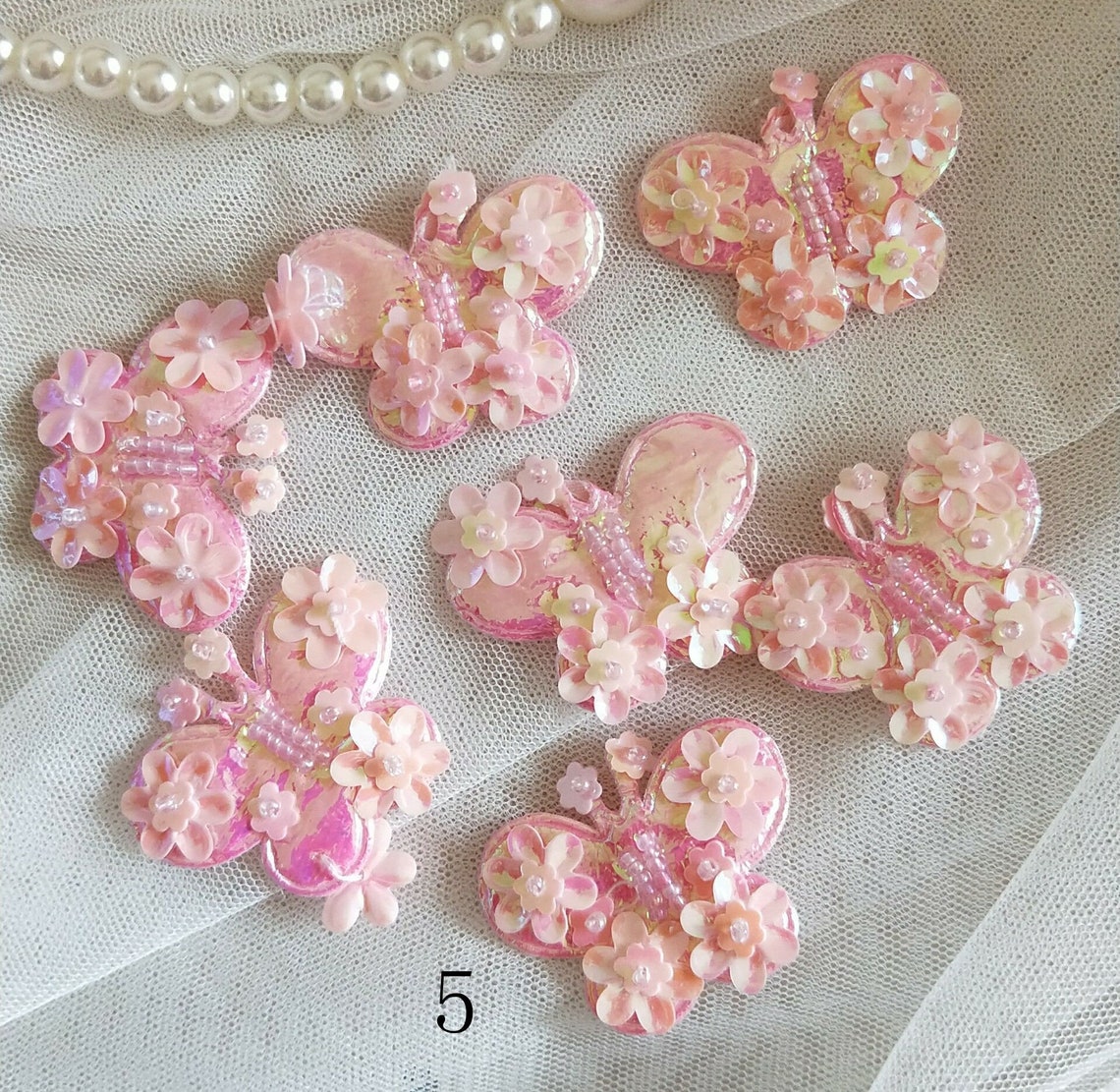 6 Colors 1335pcs Beaded Butterflies Flowers Appliques for Etsy