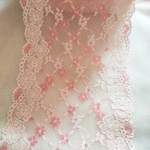 2 Yards Stretch Lace Trim Gorgeous Pink Floral Lace For Lingerie, Headbands, Waistbands