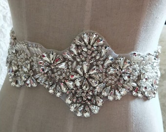 Gorgeous Clear Rhinestone Crystal Applique For Bridal Accessories Wedding Dress Sash Haute Couture Costume Embellishment