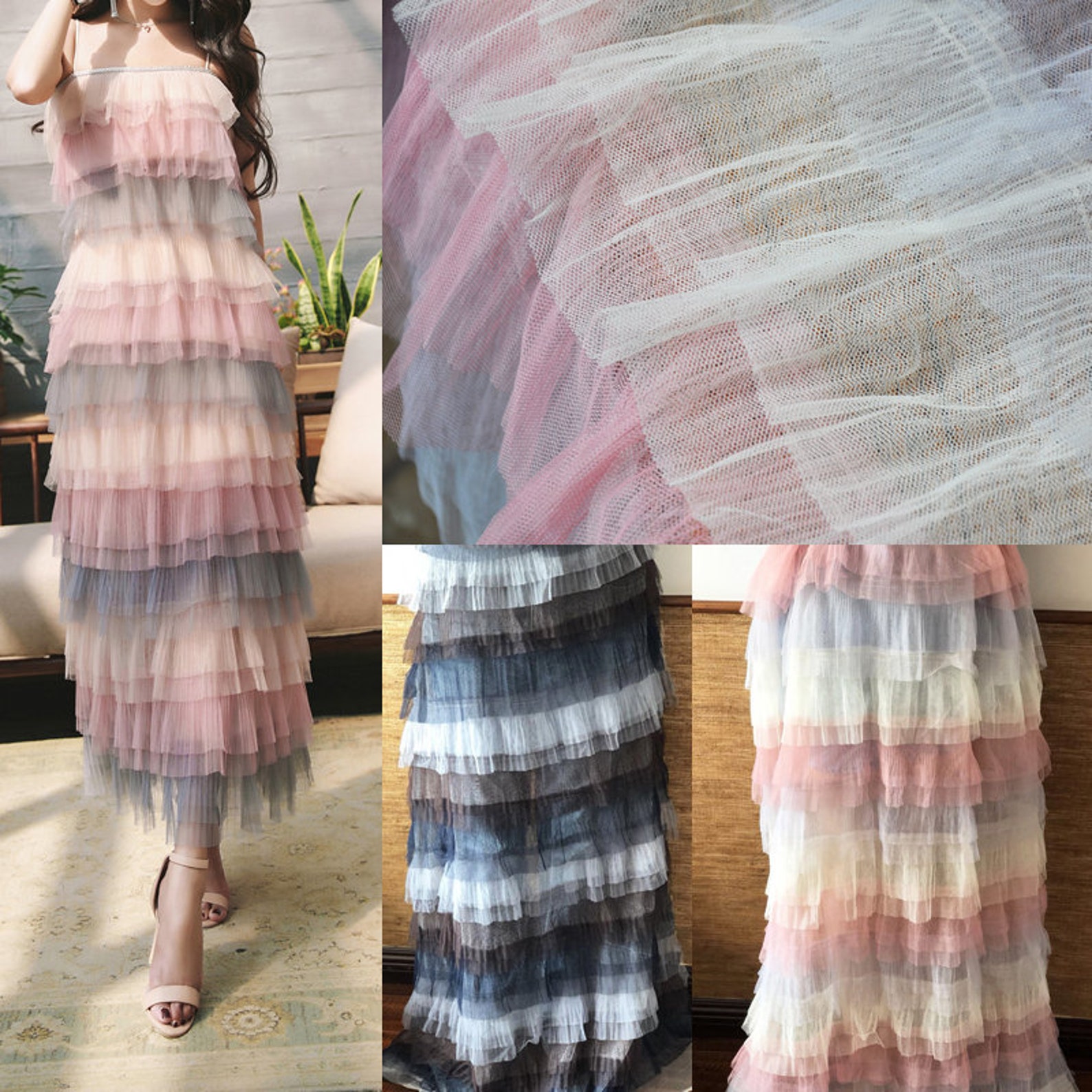 2 Colors 3D Ruffle Fabric Pleated Fabric Haute Couture Fabric ...