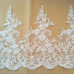 Ivoor Alencon Lace Trim Luxe Lovertjes Wedding Lace Trim Floral Geborduurde Retro Lace Bridal Lace 17 Inch Breed 1 Yard