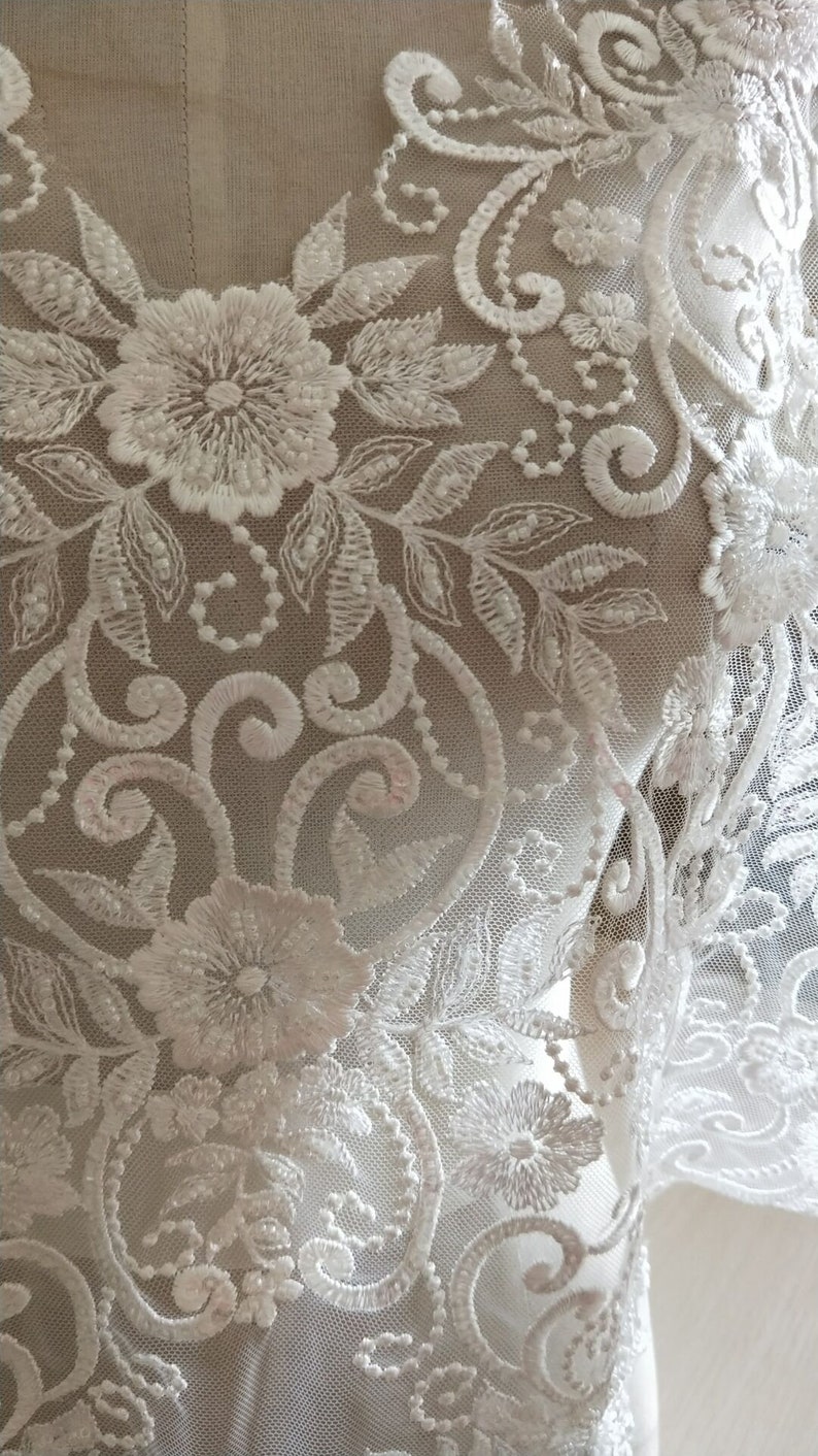 Super Large Beaded Lace Bodice Applique Ivory Exquisite Lace Etsy