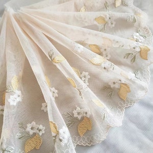 2 Yards Lace Trim Lovely Lemon Flowers Embroidered Tulle Lace Trim 7.87 Inches Wide High Quality