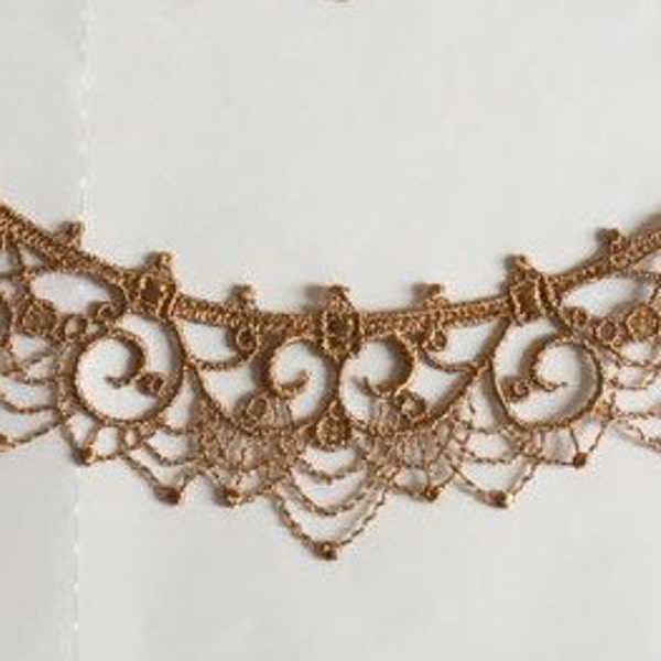 Appliques en dentelle de Venise or foncé Beau collier fournitures Décoration de mariage Coiffures de mariée Patch en dentelle 1 pcs