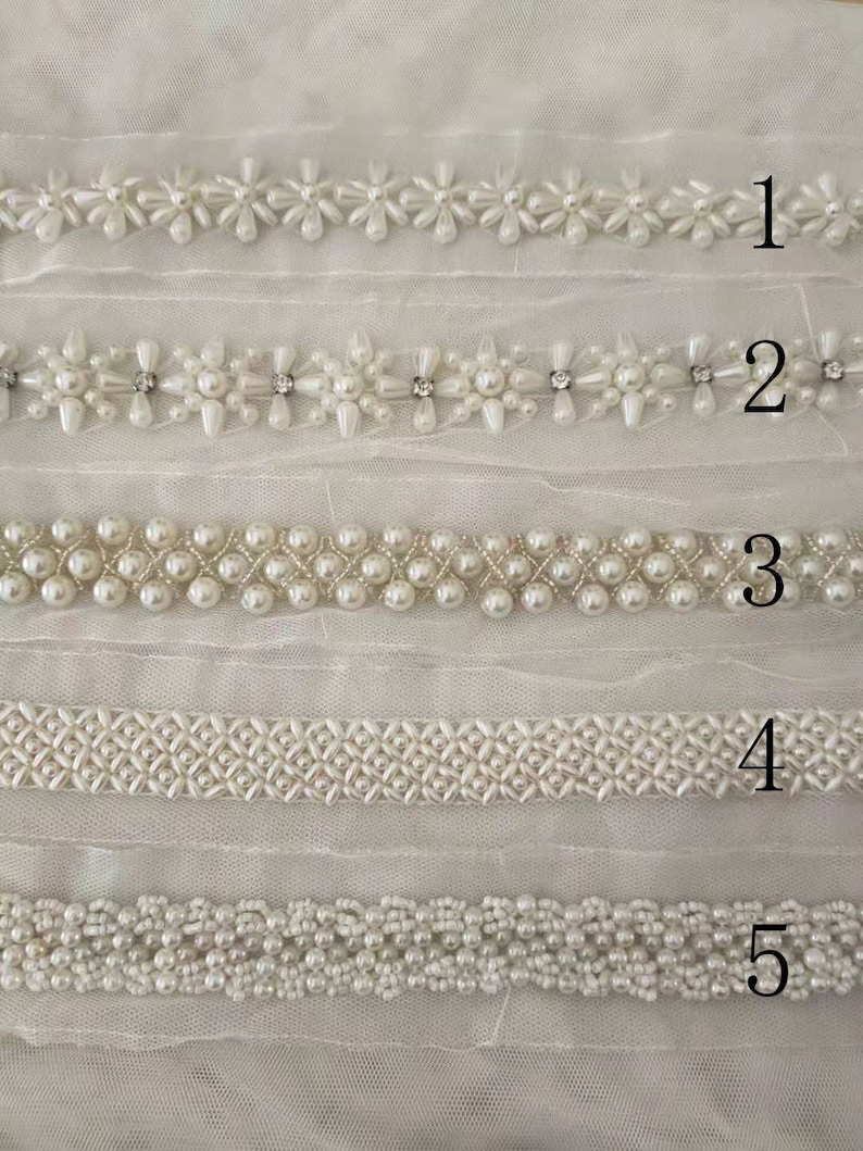 Ivory Beaded Lace Trim Pearl Beaded Lace Trim 1 Yard for Etsy