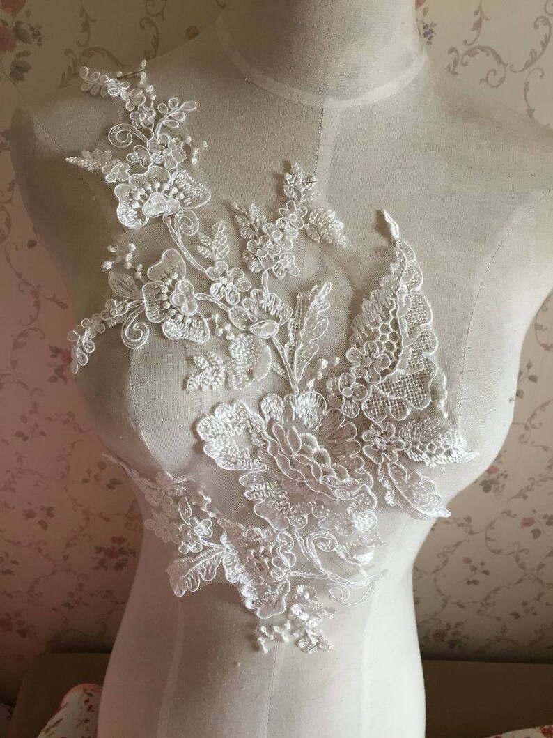 bridal lace applique ivory