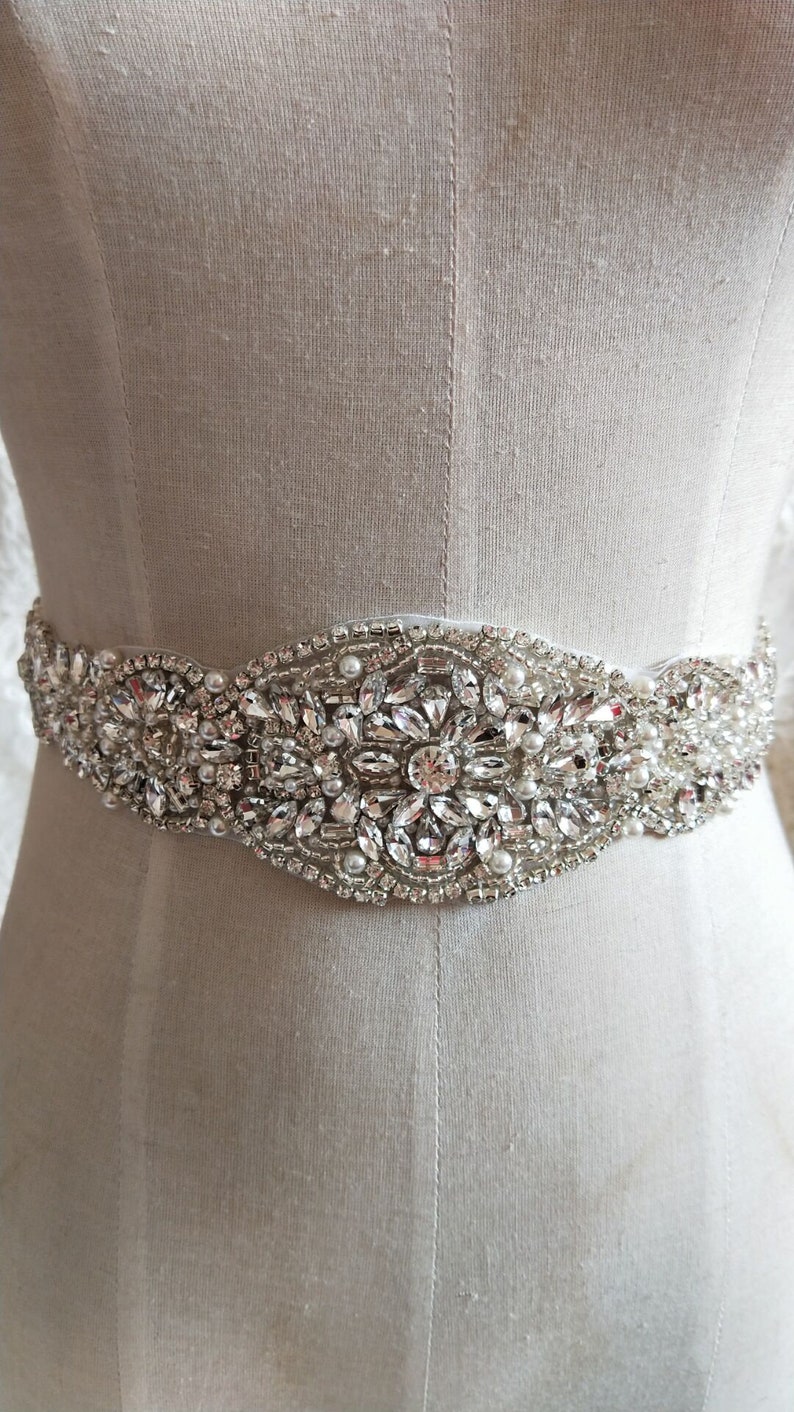 Luxury Rhinestone Crystal Lace Trim 2.55 Wide For Bridal Accessories Wedding Dress Sash Belt Headband Straps Costume Embellishment 3 Colors