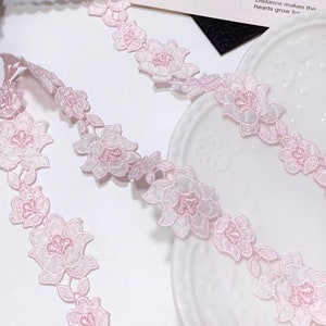 3 Yards Pink Venice Lace Trim Flowers Lace Trims 1 Inches High Quality Wide