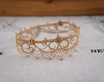 Gold Venice Lace Appliques Beautiful Necklace Supplies Wedding Decor Bridal Headwear Lace Patch 1 pcs