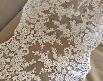 Floral Cordon Alençon dentelle bord brodé trim boho robe de mariage voile de mariée