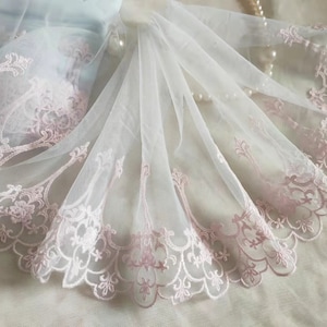 2 färger spetskant Lolita blommig broderad tyllspets 7 tum bred hög kvalitet 2 meter