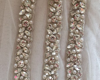 Clair strass cristal dentelle garniture pour accessoires de mariée mariage robe ceinture ceinture bandeau bretelles costume embellissement
