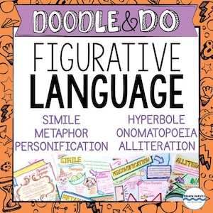 Figuratief taalgebruik Doodle and Do | Creatieve ELA-activiteiten voor vergelijkingen, metaforen, personificaties, hyperbool en meer stijlfiguren